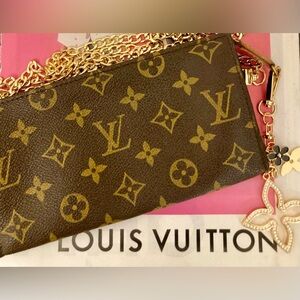 Authentic Louis Vuitton GM Bucket Cosmetic pouch crossbody bag. Customized
